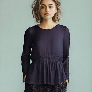 Zara Purple Peplum Satin Blouse Top